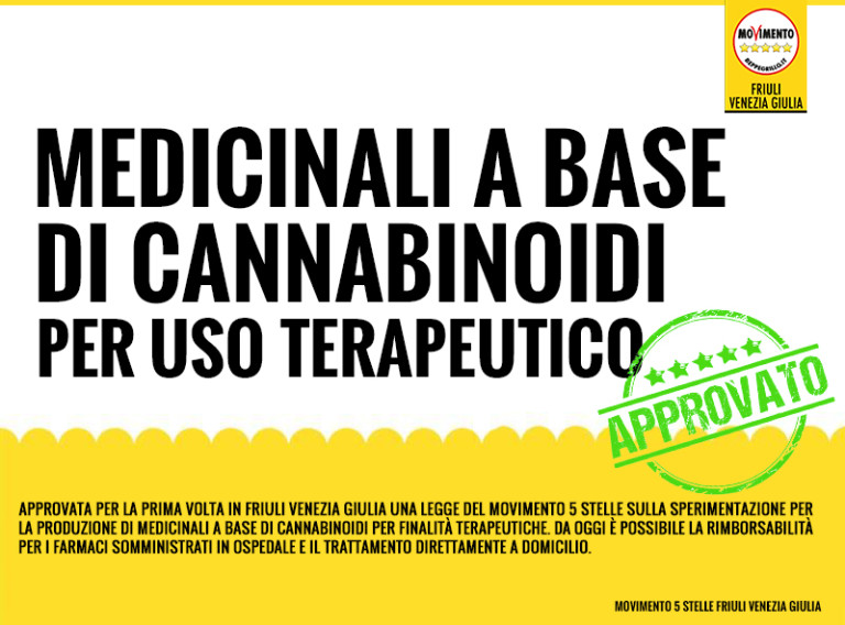 MEDICINALI A BASE DI CANNABINOIDI PER USO TERAPEUTICO: LA PRIMA LEGGE DEL M5S FRIULI VENEZIA GIULIA