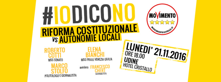 #IODICONO, LUNEDÌ E MARTEDÌ DUE INCONTRI A UDINE E TRIESTE CON ROBERTO COTTI, ELENA BIANCHI, MARCO STOLFO, GIULIETTO CHIESA, MAURO BARBERIS E PAOLO FELTRIN