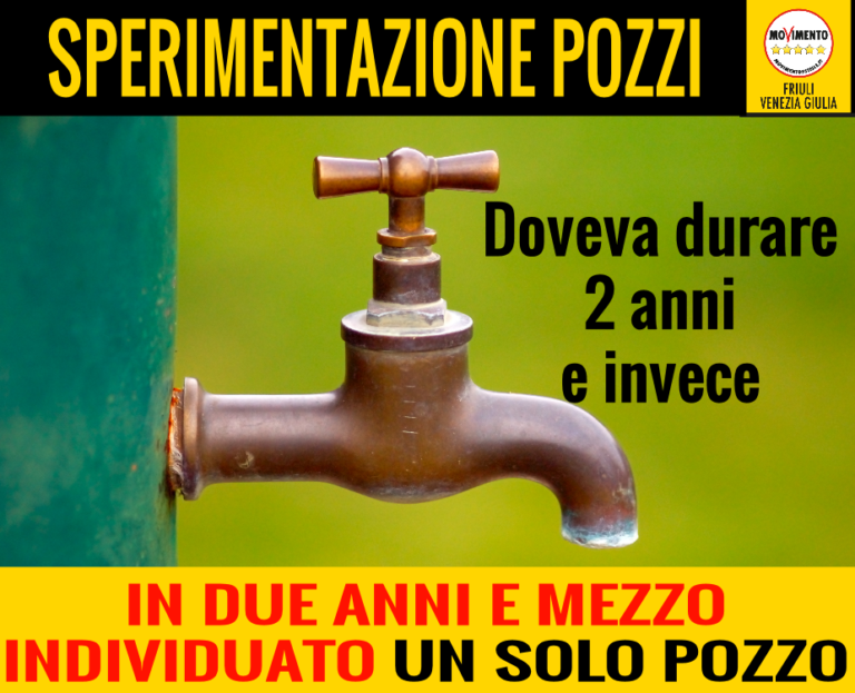 Pozzi artesiani della Bassa friulana, Sergo (M5S): “Dopo due anni e mezzo partita la sperimentazione su un’unica fontana su 60 mila. Siamo all’assurdo. Continua la nostra battaglia contro la privatizzazione dell’acqua”