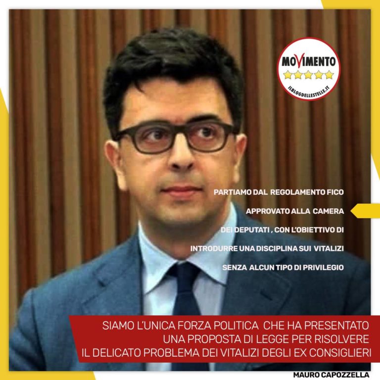 “M5S unico a presentare proposta su vitalizi”