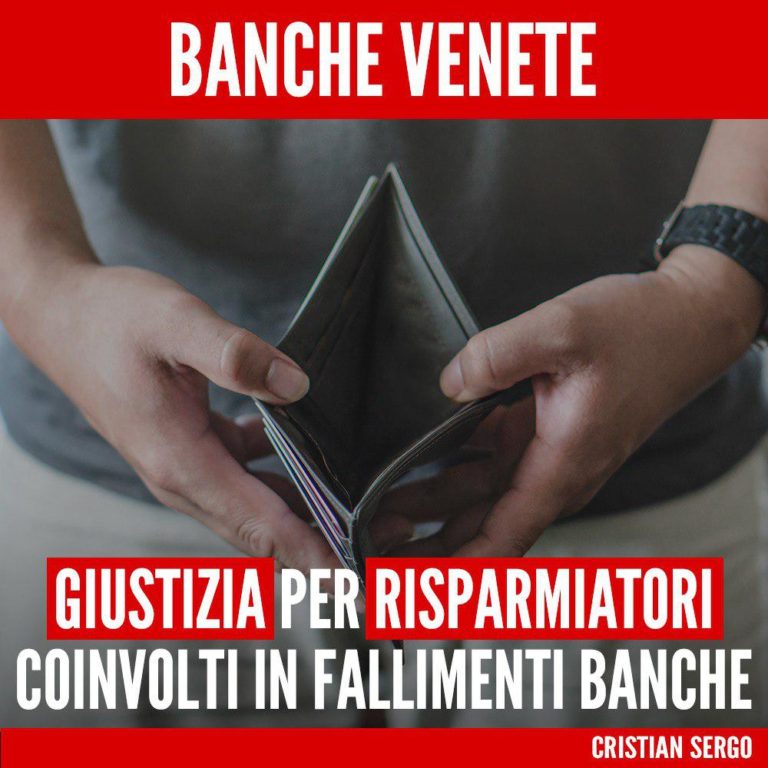 Sergo: “Giustizia per risparmiatori banche venete”