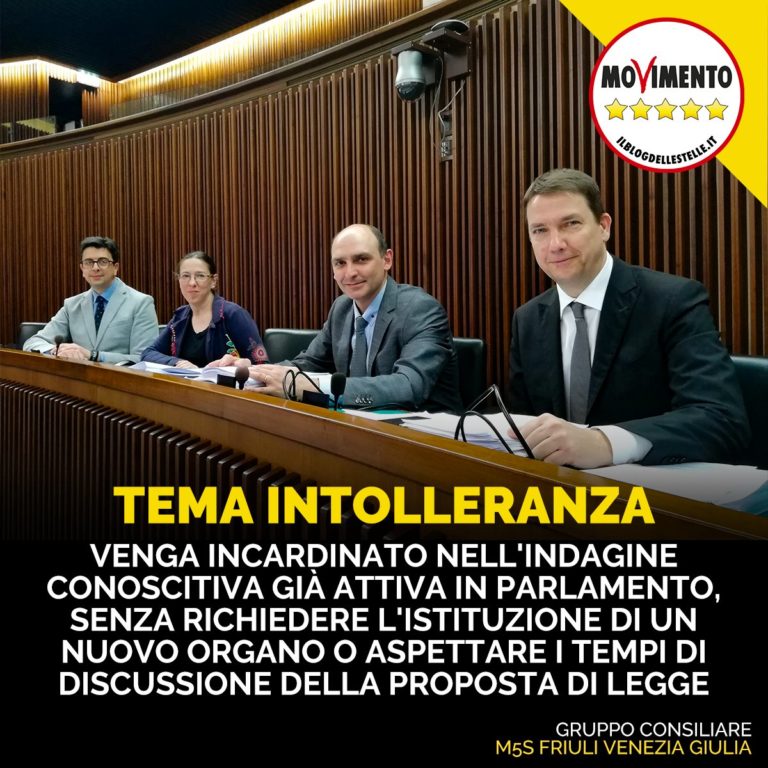 Tema intolleranza venga incardinato in Indagine conoscitiva già attiva in Parlamento