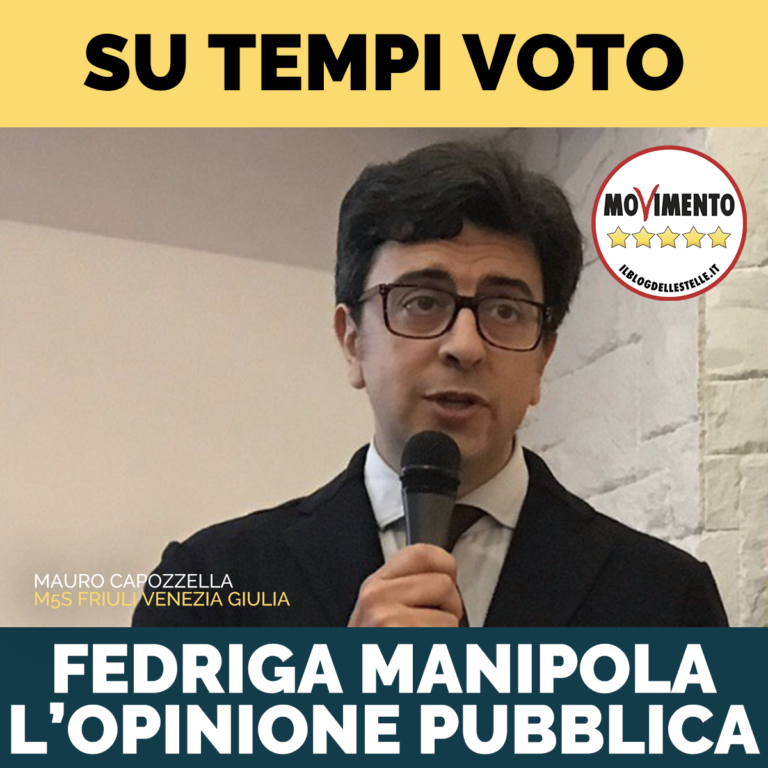 Su tempi voto Fedriga manipola opinione pubblica