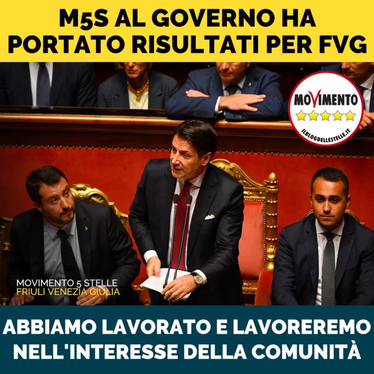 MoVimento al Governo ha portato risultati per la Regione