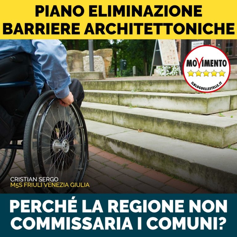 Barriere architettoniche, Regione si attivi per Commissario ad hoc nei Comuni