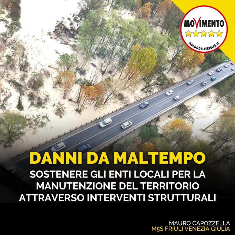 Danni da maltempo, sostenere enti locali per manutenzione territorio