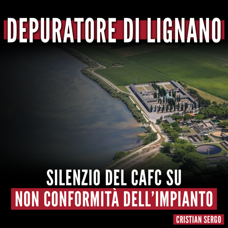 Silenzio Cafc su non conformità depuratore Lignano