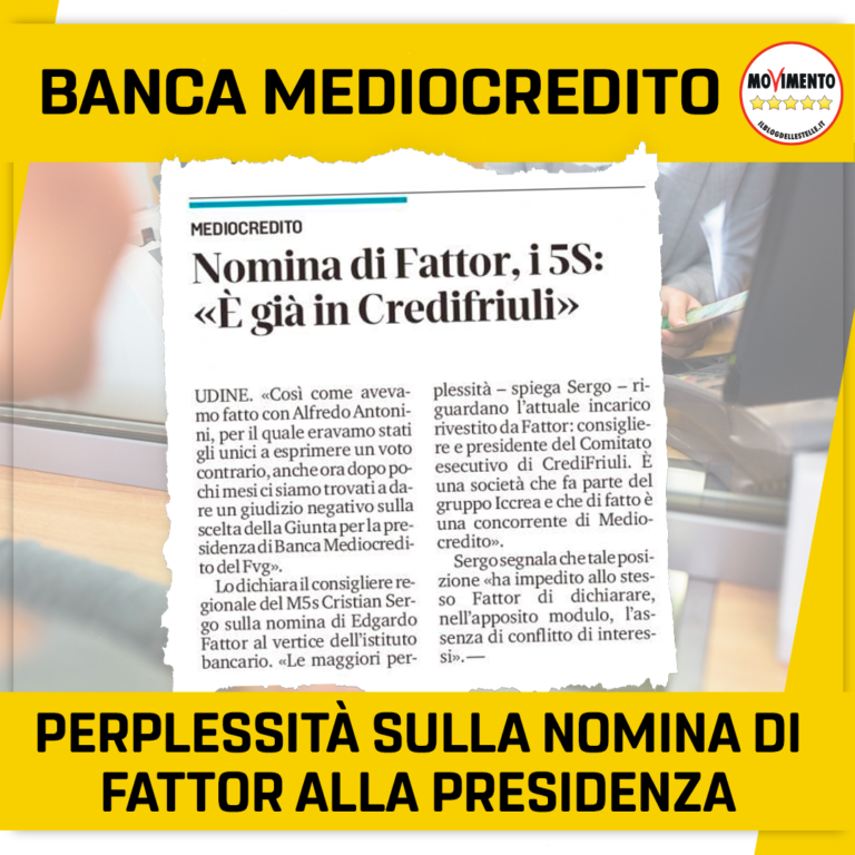 Perplessità su nomina Fattor per Mediocredito