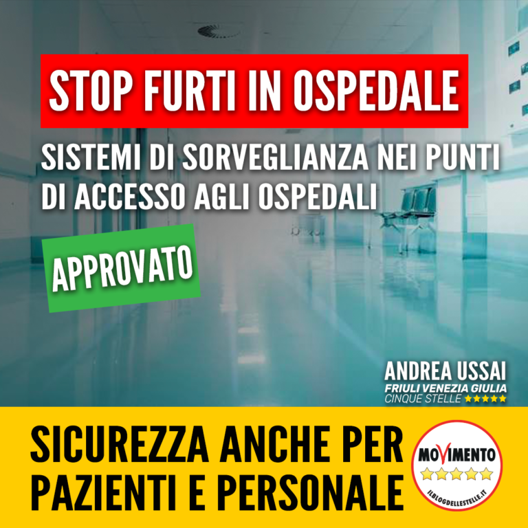 Ok emendamento M5S per videosorveglianza nei punti di accesso agli ospedali