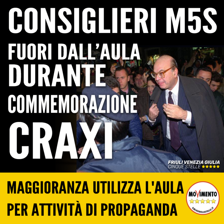 Consiglieri M5S fuori dall’aula durante commemorazione Craxi