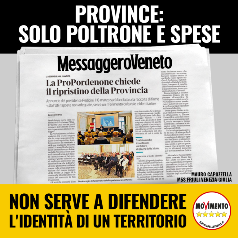 Non serve la Provincia per l’identità di un territorio