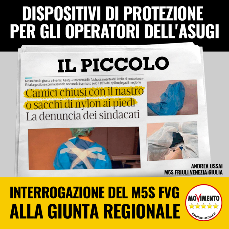 Interrogazione su inadeguatezza Dpi presso l’Asugi