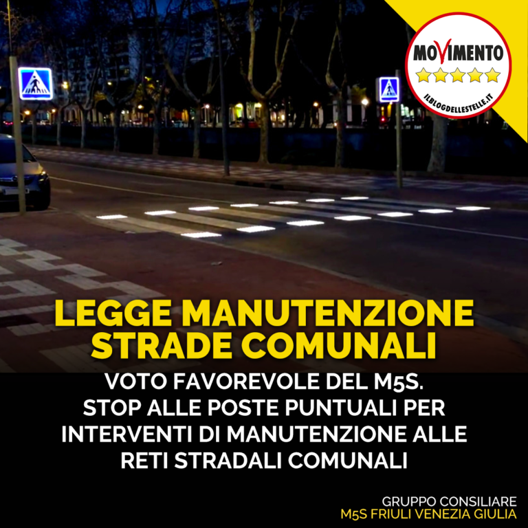 Voto favorevole del M5S a legge su strade comunali