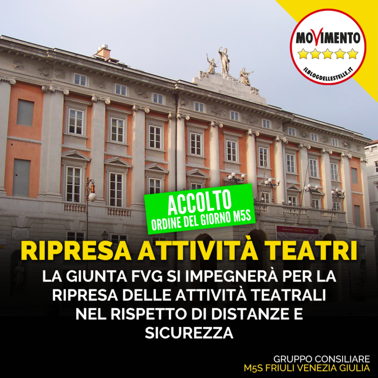 Accolto ordine del giorno M5S su ripresa attività teatri