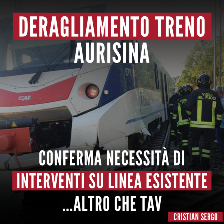 Deragliamento treno conferma necessità interventi sulla linea esistente