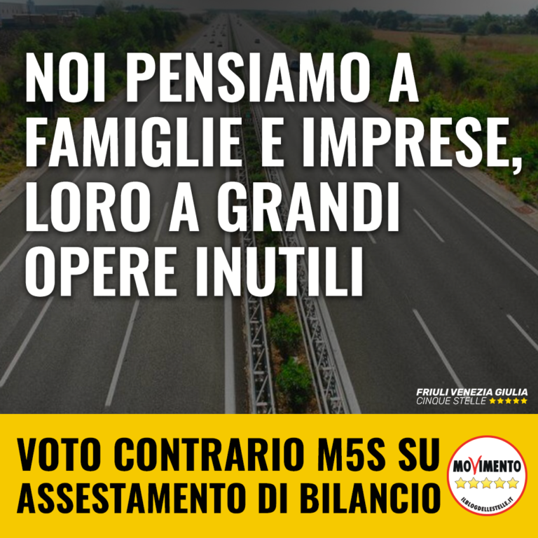 Voto contrario del M5S all’assestamento di bilancio