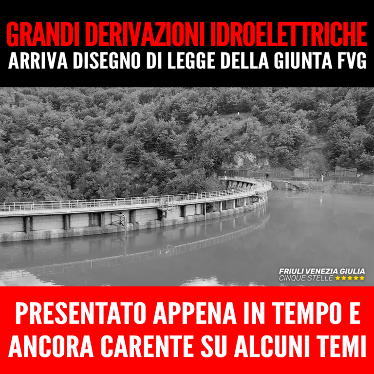 “Grandi derivazioni idroelettriche, ddl Giunta ancora carente”