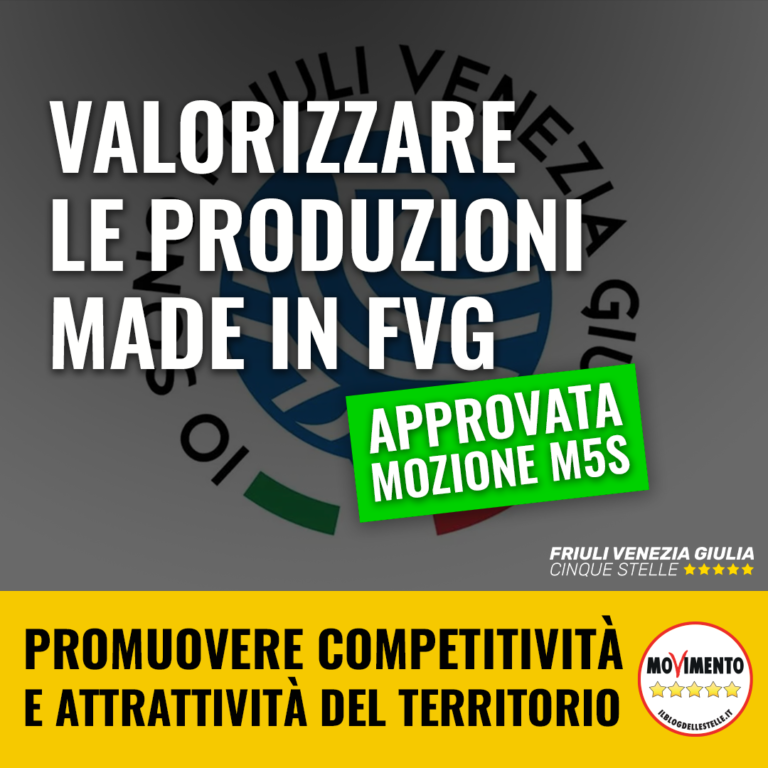 Approvata mozione M5S per valorizzare produzioni FVG