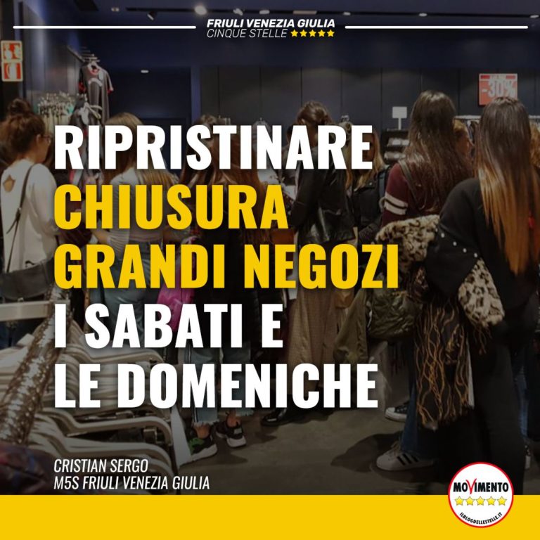 Ripristinare chiusura grandi negozi sabato e domenica