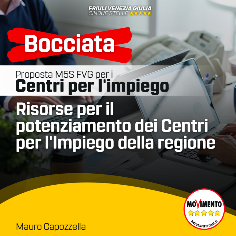 Bocciata proposta M5S di nuovi spazi per Centri per l’Impiego