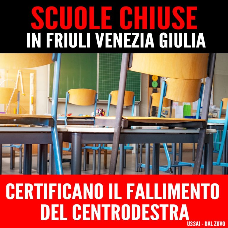 Scuole chiuse in FVG certificano fallimento centrodestra