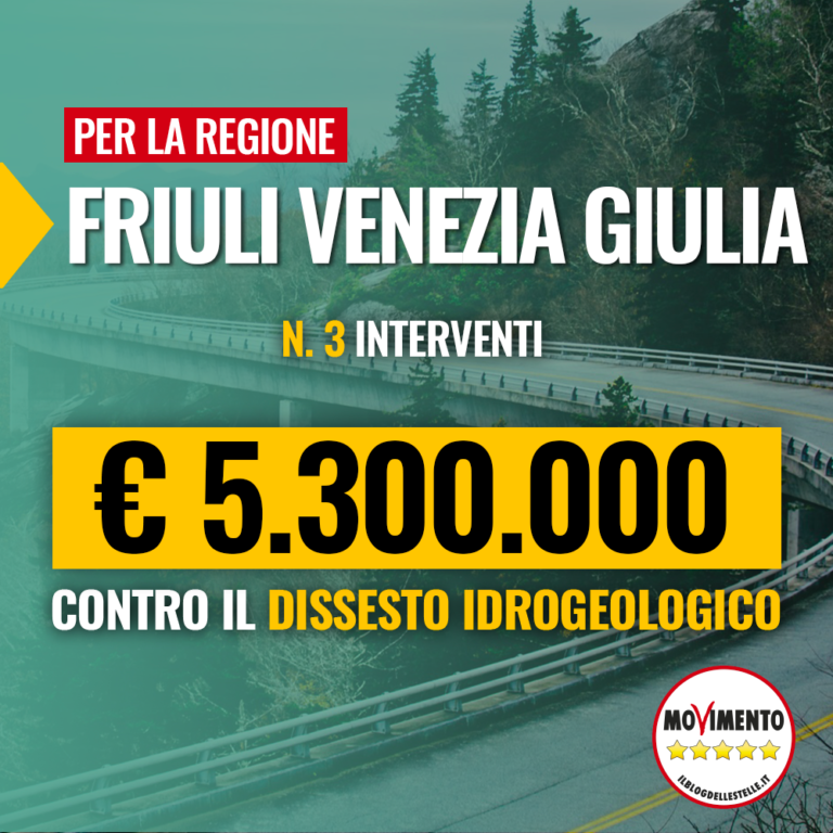 5,3 milioni dal Governo per rischio idrogeologico