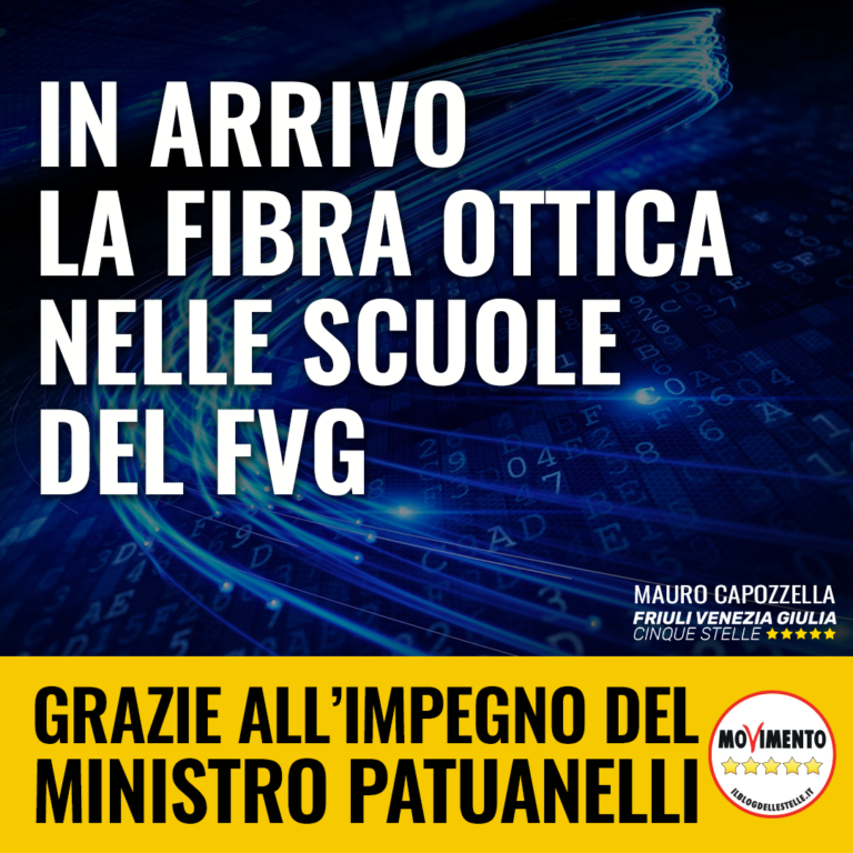 Fibra ottica nelle scuole grazie a impegno del ministro Patuanelli