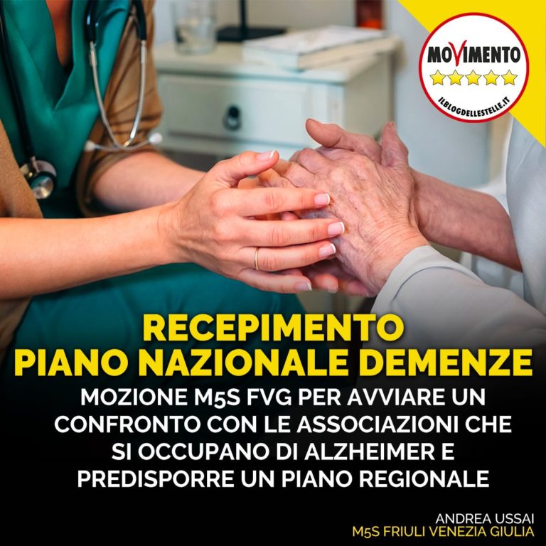 Mozione per recepimento del Piano nazionale demenze: avviare un tavolo con le associazioni