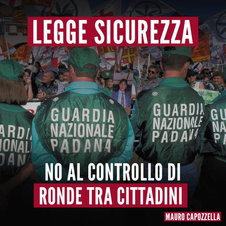 Legge sicurezza, no al controllo tra cittadini