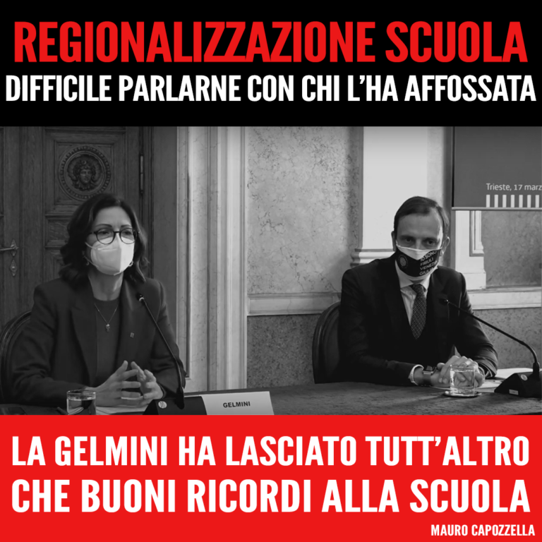 Scuola, difficile discutere di regionalizzazione con chi l’ha affossata