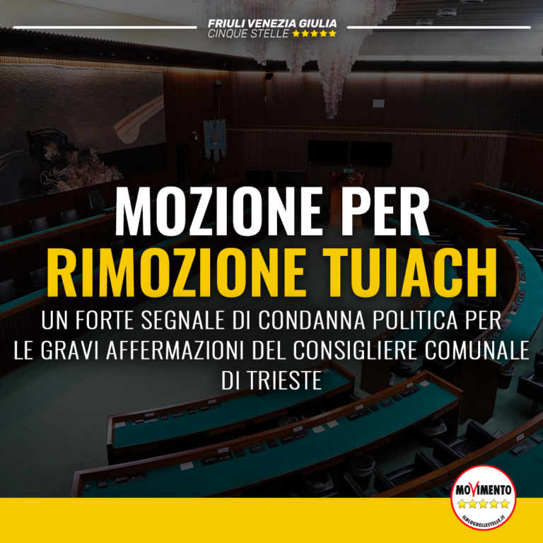 Mozione per rimozione Tuiach segnale di condanna politica