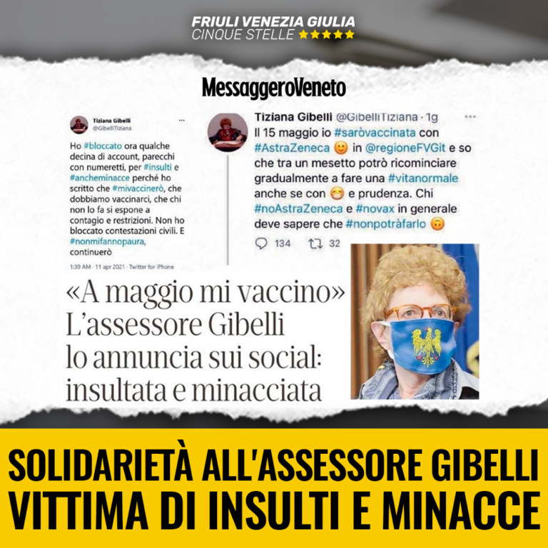 Solidarietà del Gruppo M5S all’assessore Gibelli