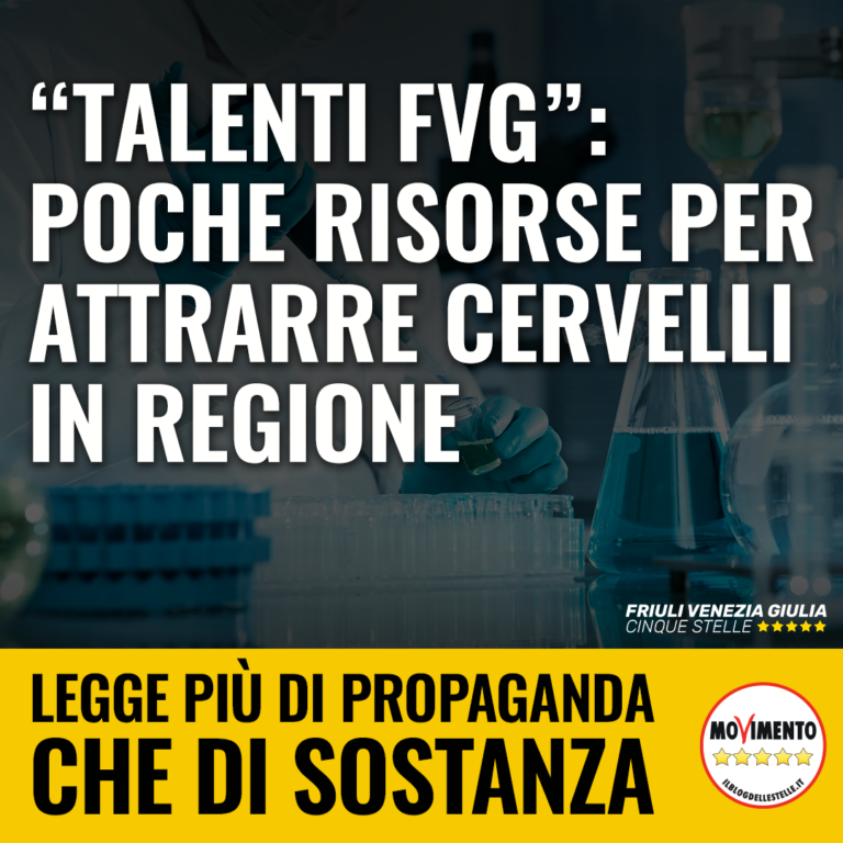 Voto contrario del MoVimento 5 Stelle alla legge “Talenti FVG”