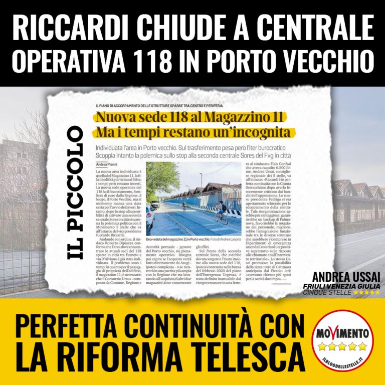 Riccardi chiude a centrale operativa 118 in Porto Vecchio, continuità con riforma Telesca