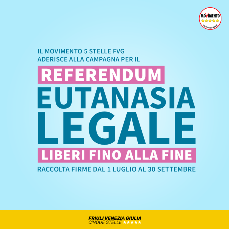 M5S FVG aderisce a campagna referendaria per eutanasia legale