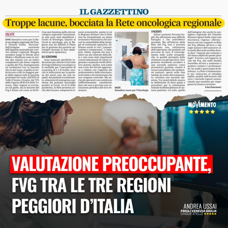 Preoccupa valutazione Agenas su rete oncologica regionale