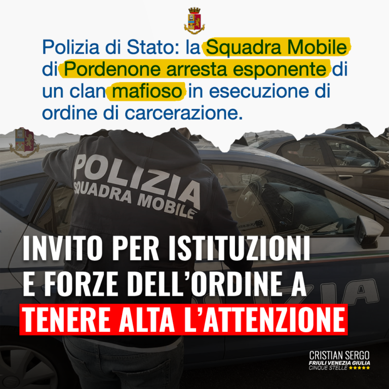 Arresto latitante nel Pordenonese è invito a tenere attenzione alta