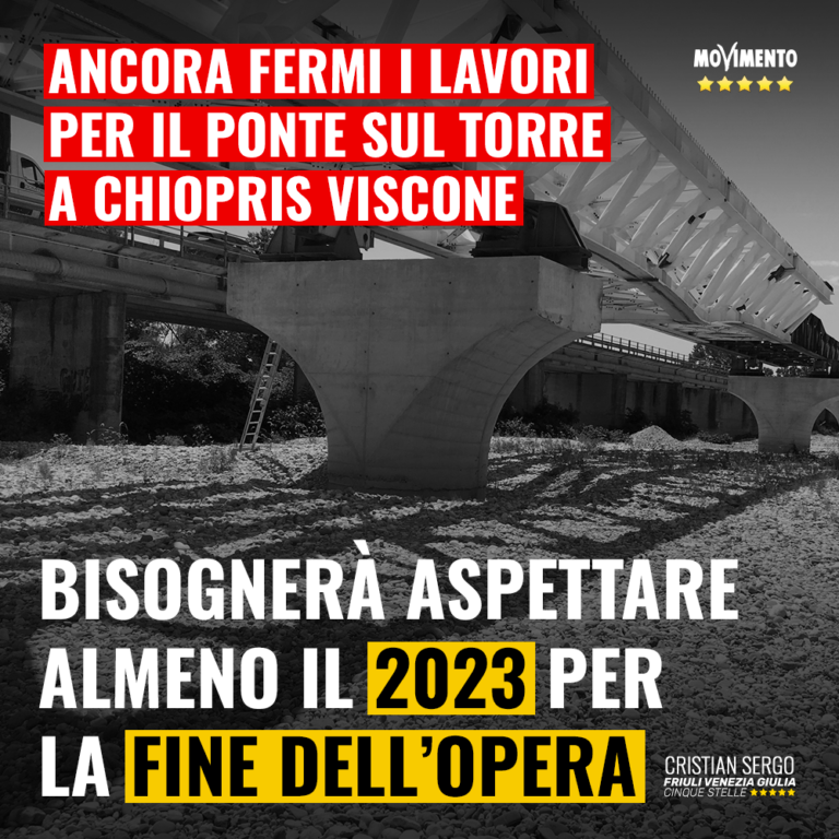 Ponte di Chiopris, bisognerà aspettare almeno il 2023