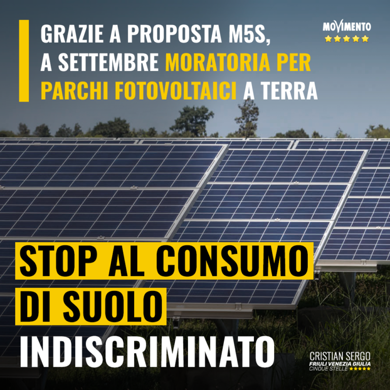 A settembre moratoria per parchi fotovoltaici a terra