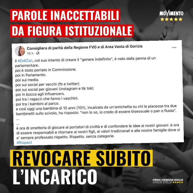 Parole inaccettabili da consigliera pari opportunità