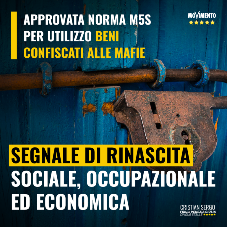 Approvata norma M5S per utilizzo beni confiscati alle mafie