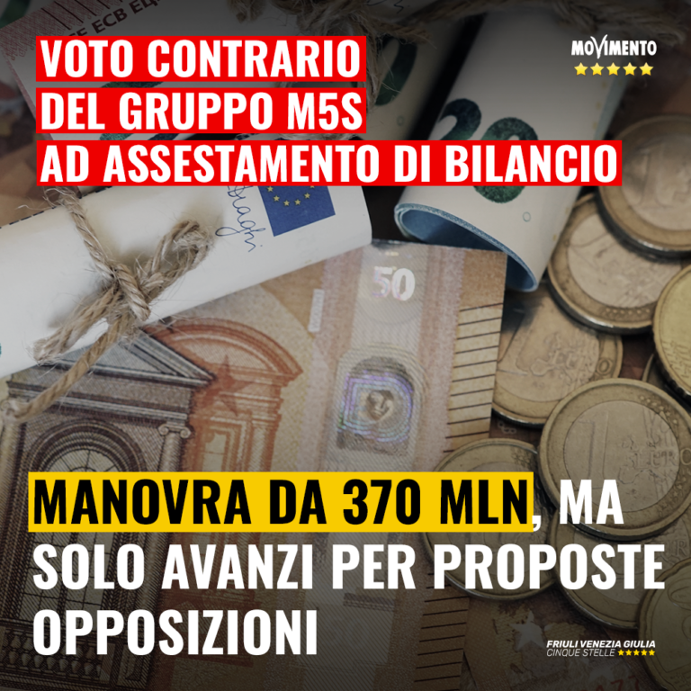 Voto contrario del Gruppo M5S all’assestamento di bilancio