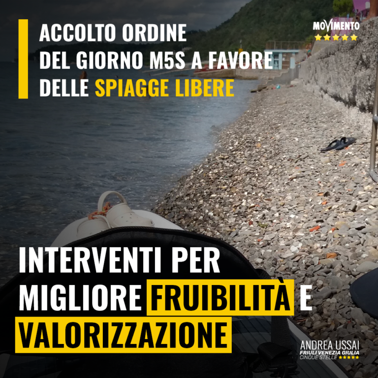 Accolto ordine del giorno M5S a favore delle spiagge libere