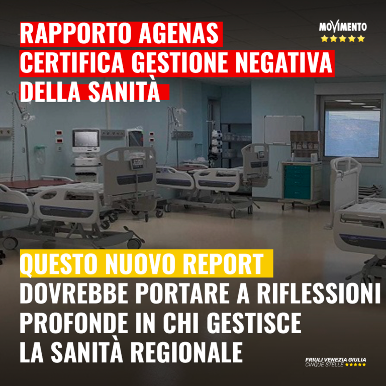 Rapporto AGENAS certifica gestione negativa della sanità