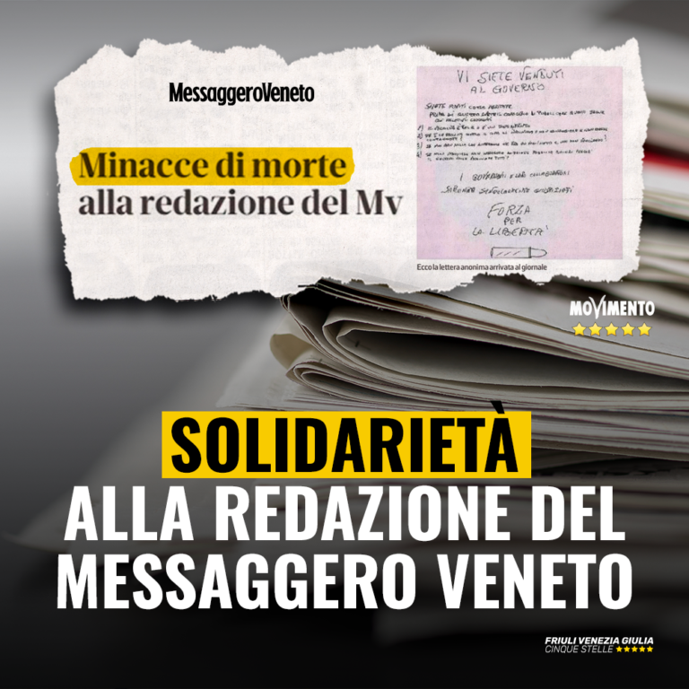 Solidarietà Gruppo M5S a Messaggero Veneto per minacce ricevute