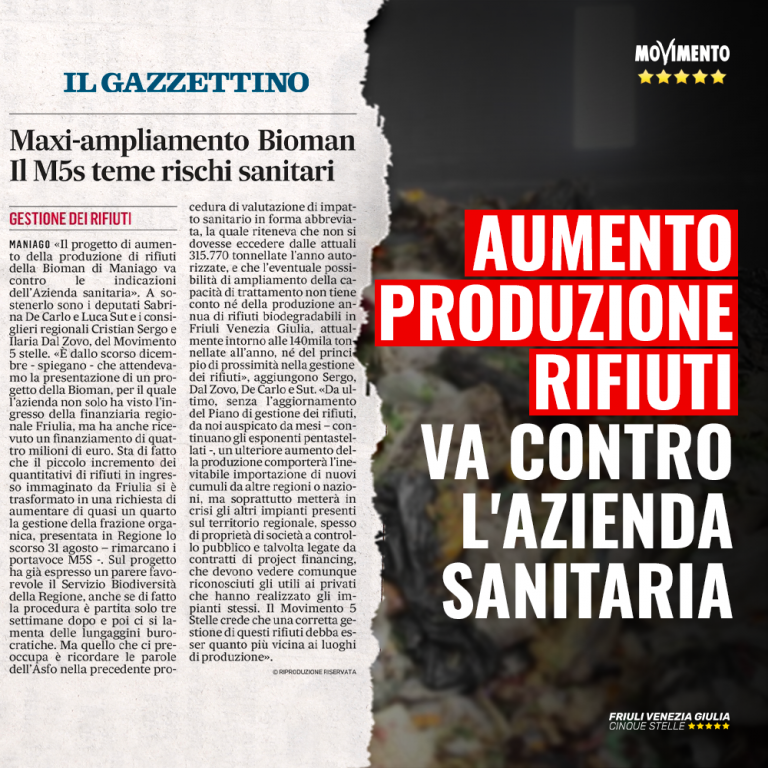 Bioman, aumento produzione rifiuti va contro l’Azienda sanitaria