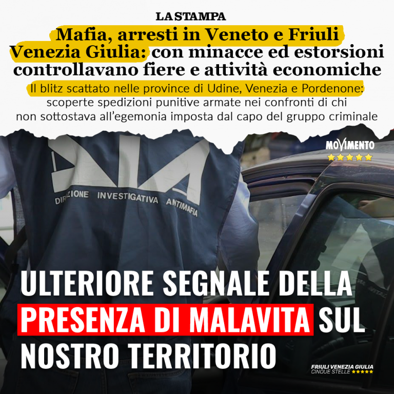 Arresti per mafia certificano presenza malavita sul territorio