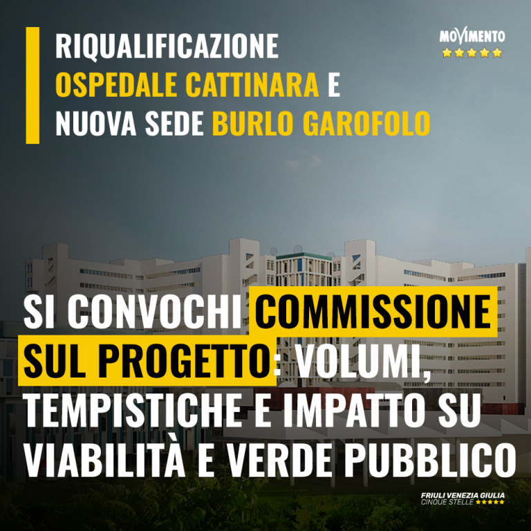 M5S chiede riunione di Commissione su lavori a Cattinara