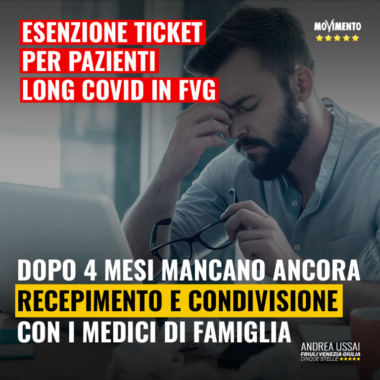 Esenzione ticket per pazienti long Covid con quattro mesi di ritardo