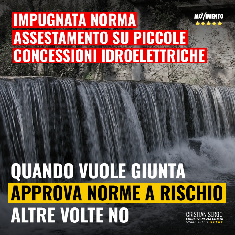 Impugnata norma assestamento su piccole concessioni idroelettriche